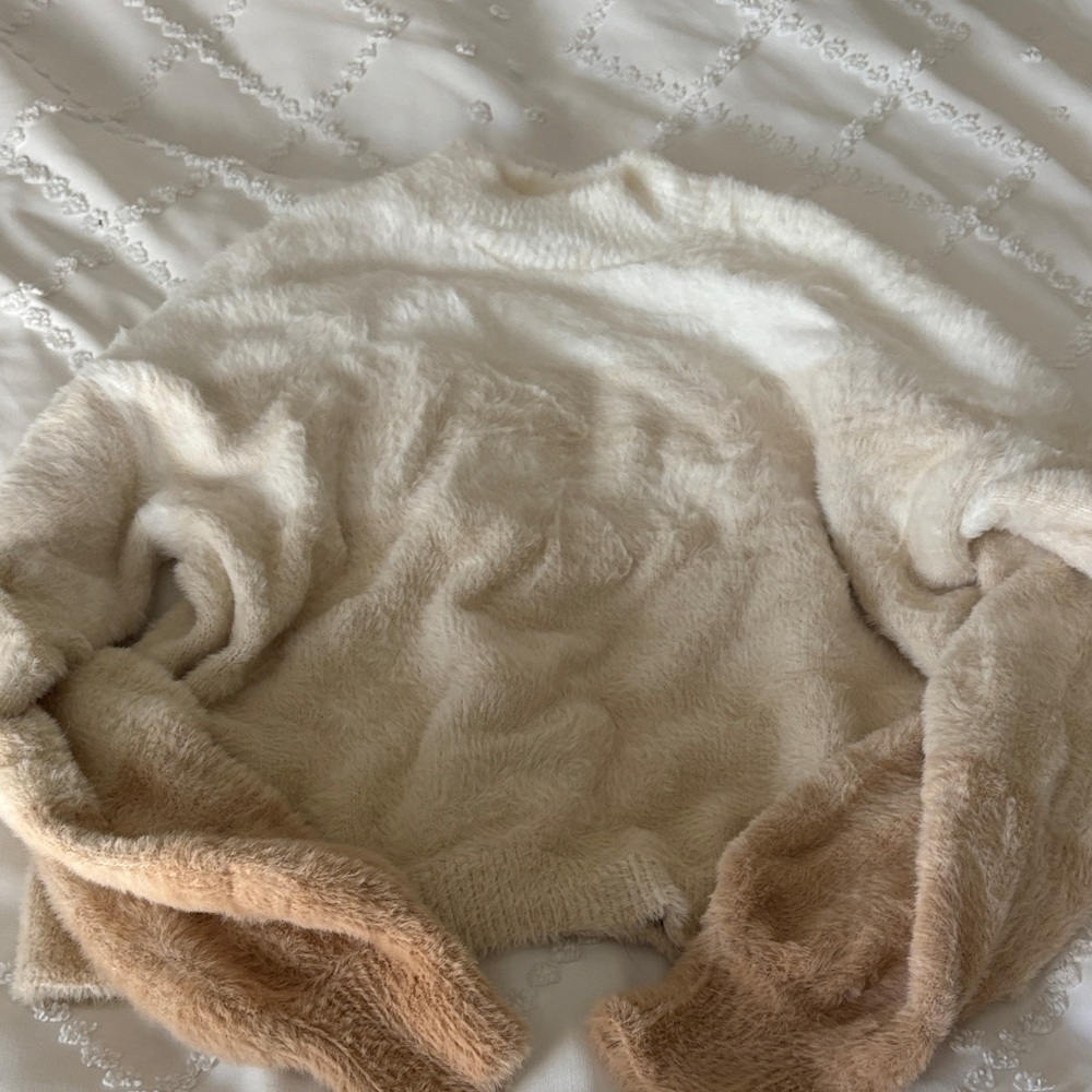 Wild Fable Cream and Tan Fuzzy Sweater